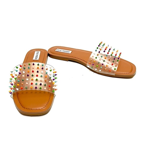 Vintage Y2K deadstock clear vinyl multicolor spike slide sandals - Picture 4 of 8